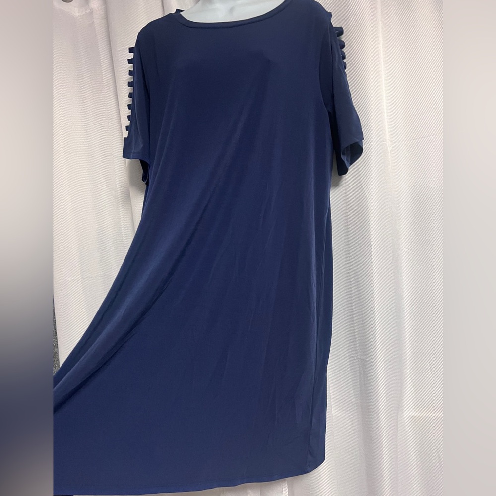 🚨 MICHAEL KORS NWT Blue Short Sleeve tunic pullover shirt Dress Sz 1X - Picture 5 of 6